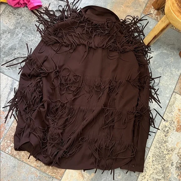 Zara Dark Brown Fringe Shirt - Picture 4 of 4